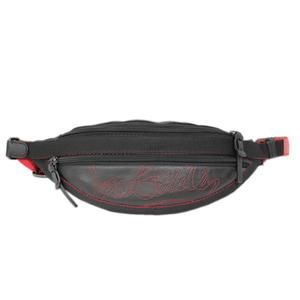 Christian Louboutin Waist Pouch Leather Nylon Black Red